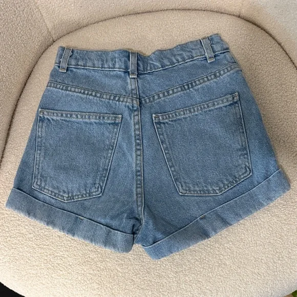 American Apparel High Waist Denim Blue Jean Shorts - Picture 2 of 4